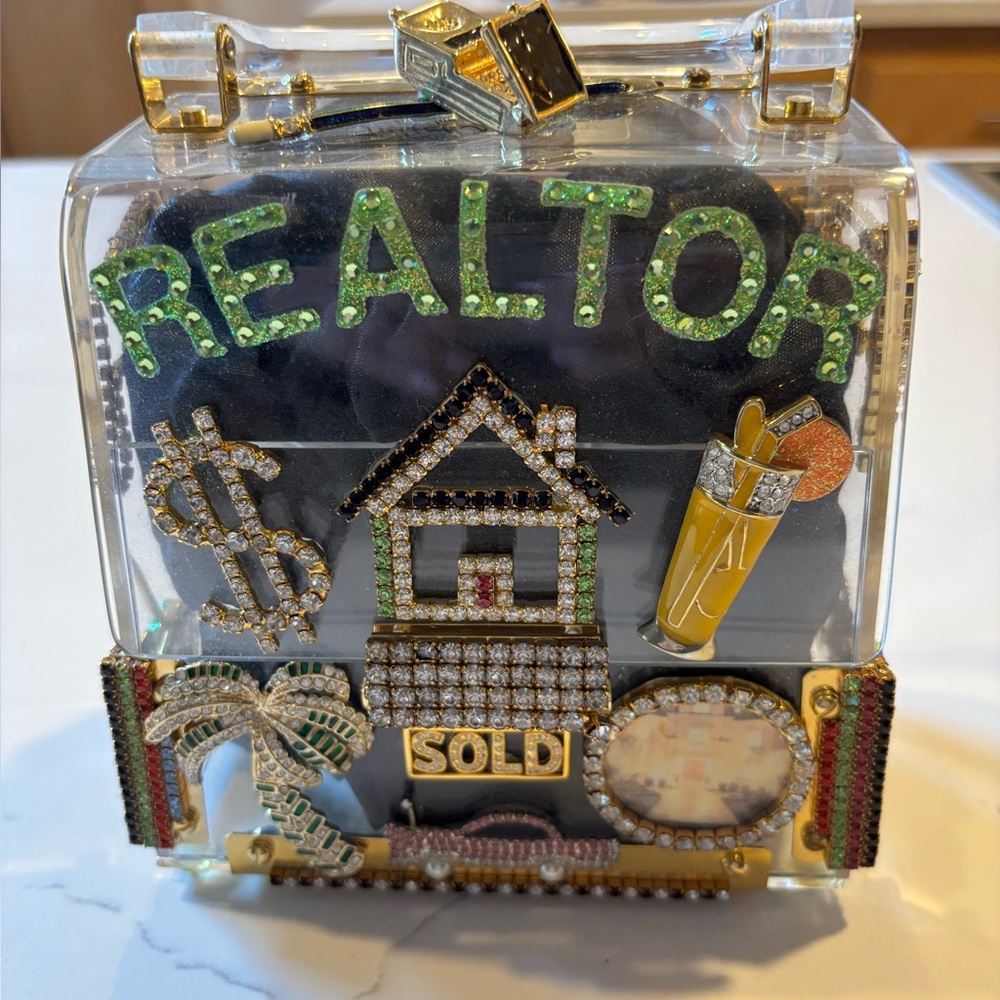 SUPER RARE! Vintage, CUSTOM, Telephone Clutch with Rhinestones “ Realtor” NIB